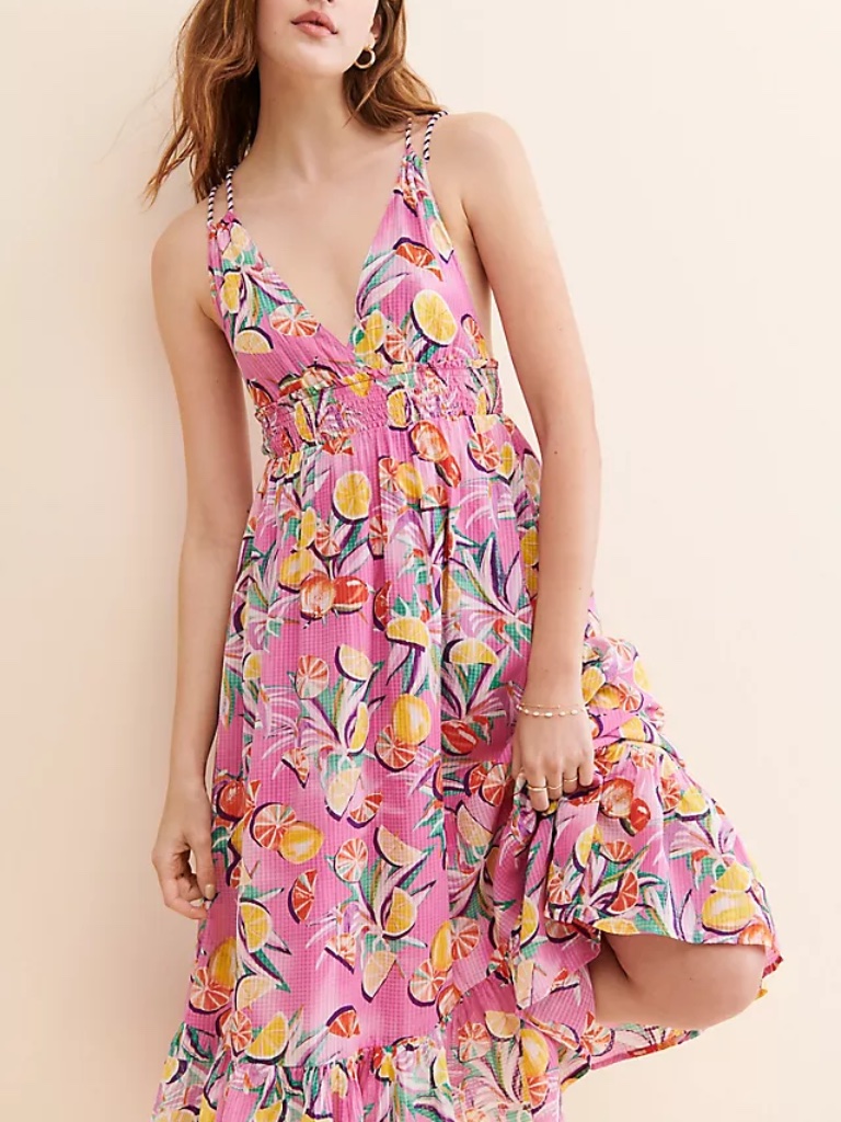 Scotch & Soda Strappy Fruit Midi Dress - Size 38 (Us 6)